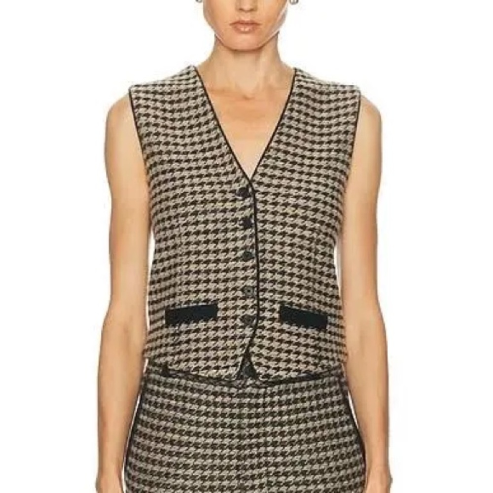 Guest In Residence Luxury Houndstooth Sleeveless Top